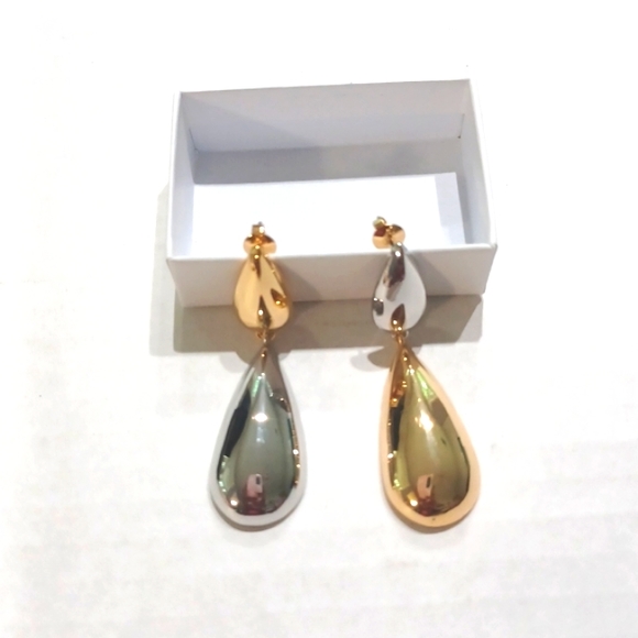 Adornia Women's Two-Tone Pear Double Drop Earrings - Picture 2 of 3